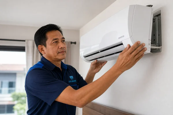 Pemasangan Daikin di rumah teres