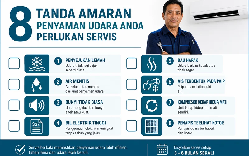 Checklist 8 tanda aircond perlu servis