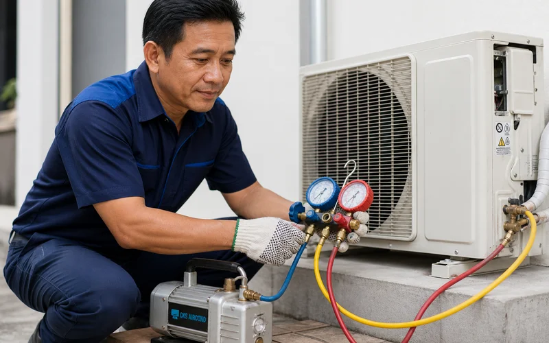 Vakum sistem aircond, langkah penting