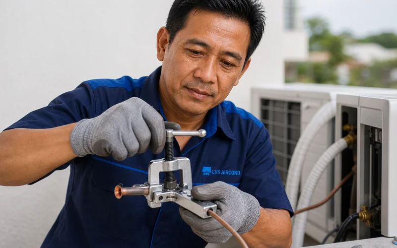 Juruteknik membaiki flare connection