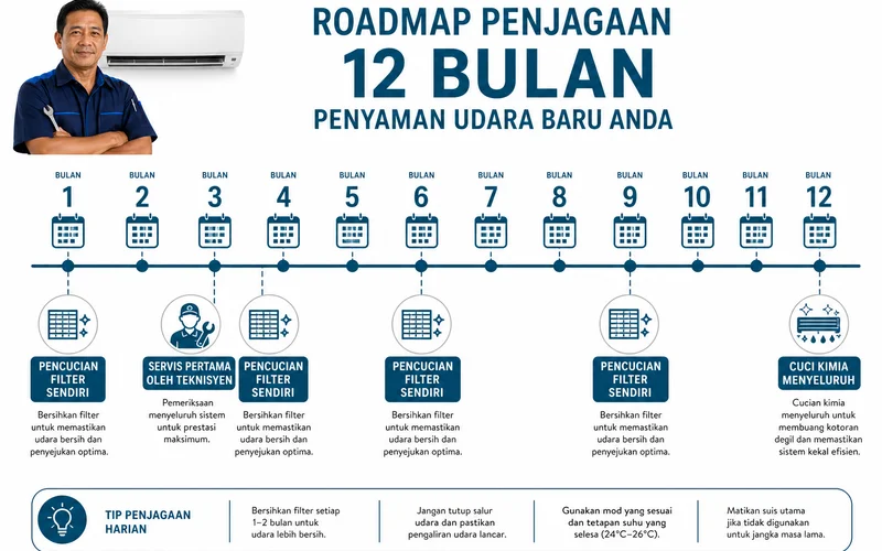Roadmap penjagaan aircond baru 12 bulan