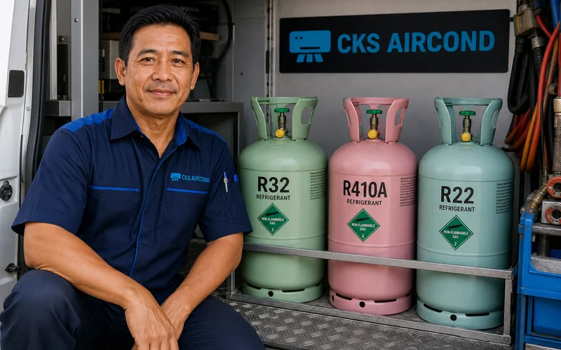 Tabung gas tersusun di stor