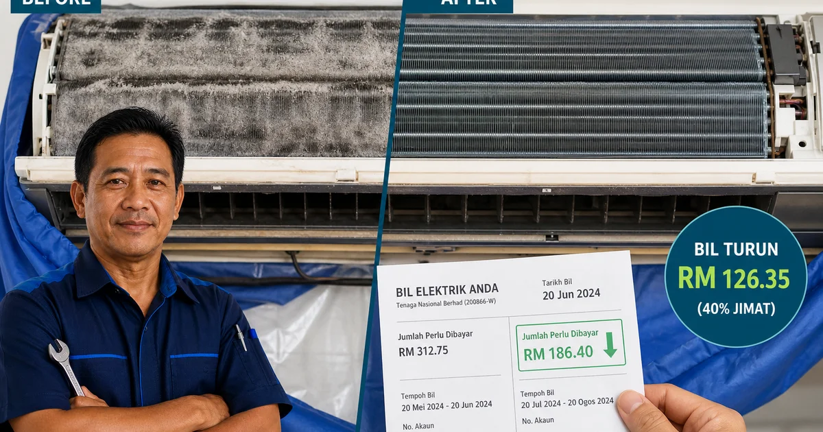 Kajian kes chemical wash bungalow Cheras — bil elektrik turun 32%