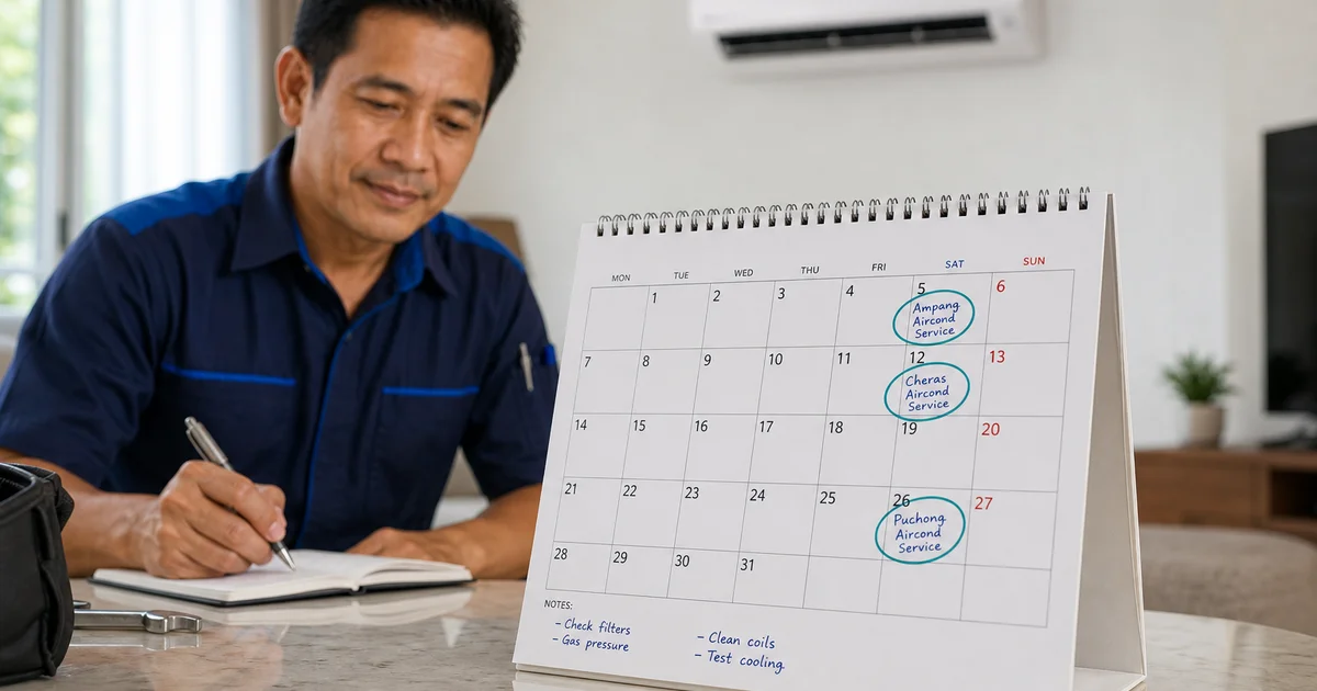 Kalendar jadual servis aircond di rumah Malaysia