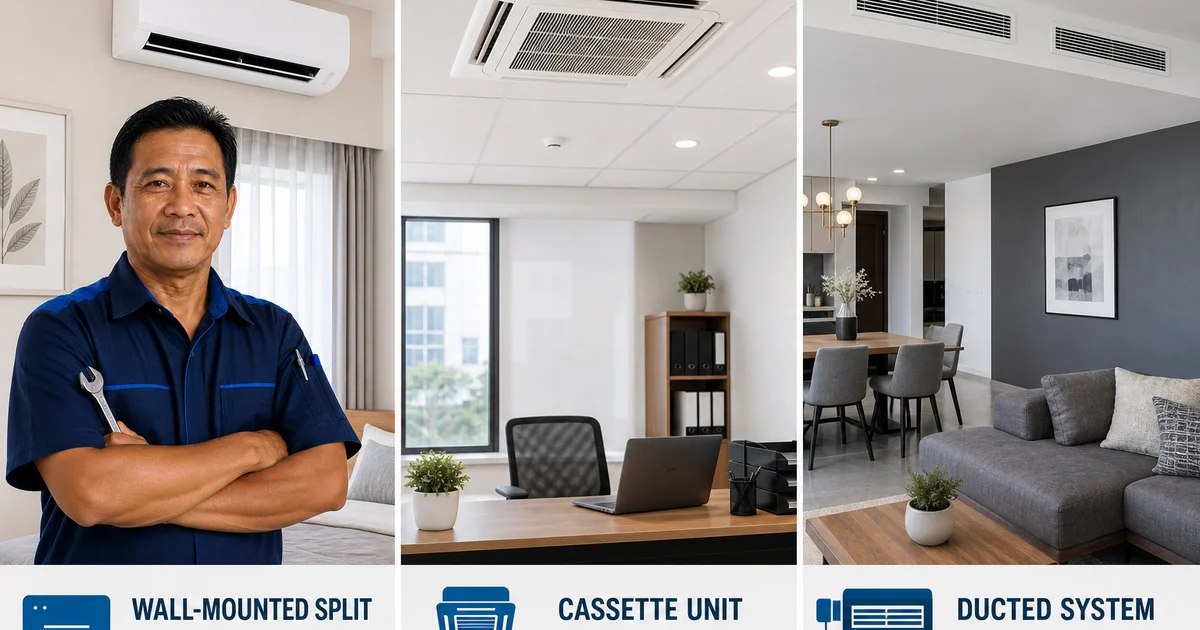 Perbandingan 3 jenis aircond: wall-mounted, cassette, ducted